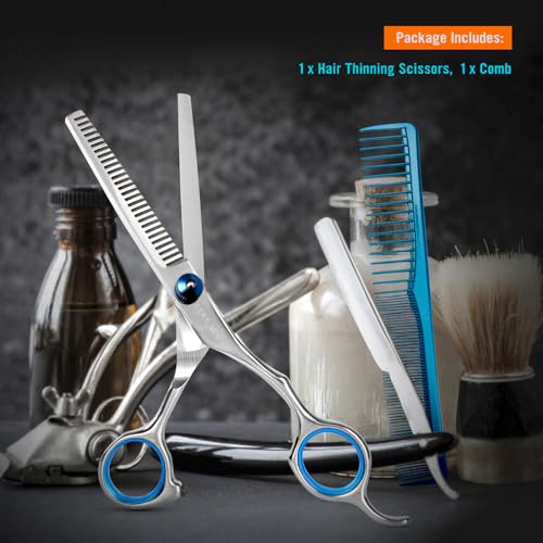COOLALA Stainless Steel Hair Cutting Scissors Thinning Shears 6.5 Inch Professional Salon Barber Haircut Scissors Family Use for Man Woman Adults Kids