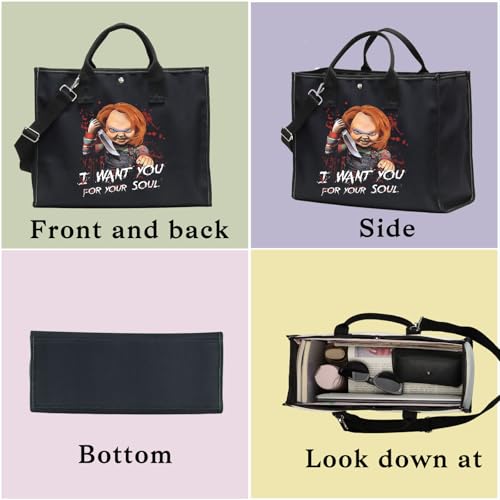 BWWKTOP Black Evil Doll Makeup Bag - Killer Doll Travel Bag