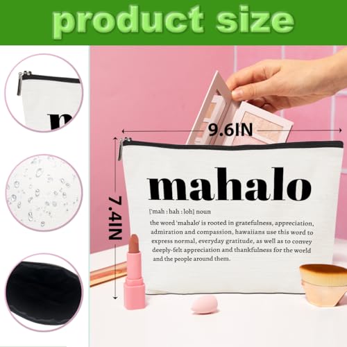 Hawaiian Print Makeup Bag Set - 4pcs Cotton Linen Cosmetic Travel Pouch