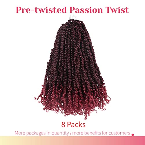 BOHOBABE 18-Inch Passion Twist Crochet Hair - 8 Packs Pre-Looped Braids