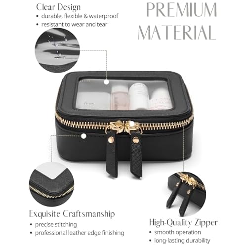 Popvibe Clear Makeup Bag Travel Cosmetic Case Transparent Toiletry Bag with Zipper, Portable Make Up Organizer Traveling Compact Car Bag for Essentials