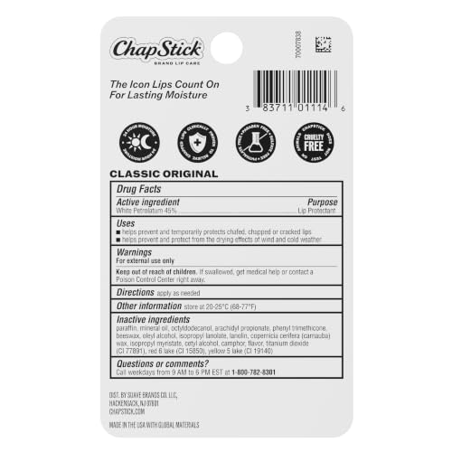 ChapStick Classic Original Lip Balm 3-Pack | Moisturizing & Protecting