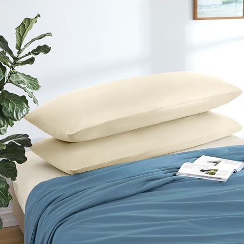 MILVOWOC Ivory Cream Body Pillowcases 20x48 Inch Set of 2
