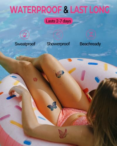 Glitter Butterfly Temporary Tattoos - 100 Pcs Waterproof Body Art