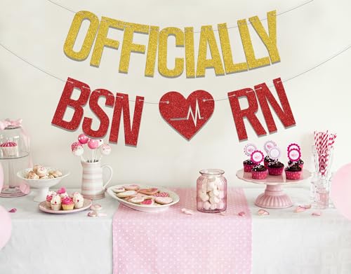 Officially BSN RN Banner for Nurse Graduation Party Decorations