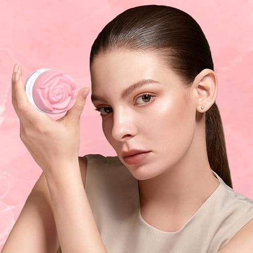 24 Pink Rose-Shaped Cosmetic Jars - Leak-Proof Plastic Containers for Makeup & Skincare