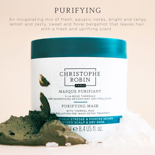 Christophe Robin Purifying Scalp Scrub with Sea Salt ? Deep-Cleansing Detox Treatment for Oily Roots & Sensitive Scalps, Removes Build-Up & Soothes Irritation