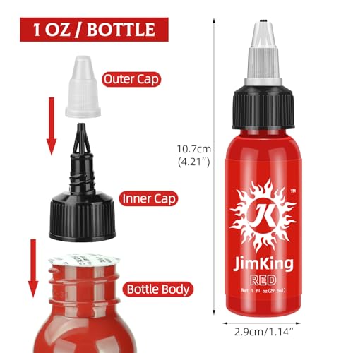 JimKing 30ml Water-Based Tattoo Ink Set - Natural Plant Pigments for Permanent Makeup & Tattoos, Long Lasting & Vivid Colors