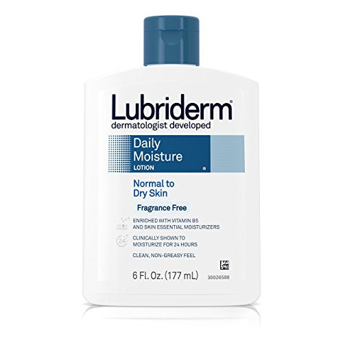 Lubriderm Fragrance Free Daily Moisture Lotion 6 oz (Pack of 6) – Pro-Ceramide & Shea Butter for Sensitive Skin