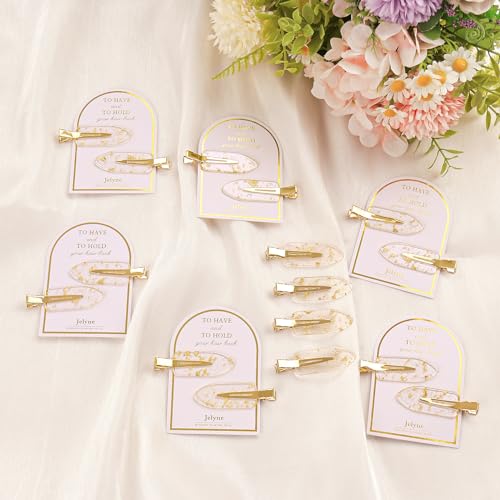 Jelyne 24Pcs Gold Glitter No Crease Hair Clips for Bridesmaids & Styling - Includes 12 Card Sets