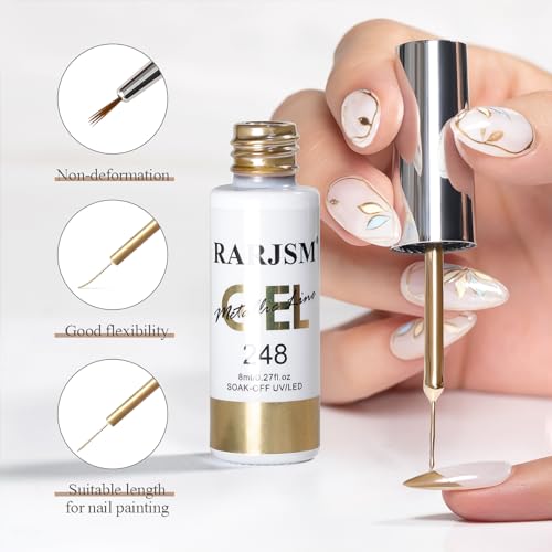 Metallic Chrome Gel Liner Nail Art Set - Silver & Bronze Gold 2Pcs