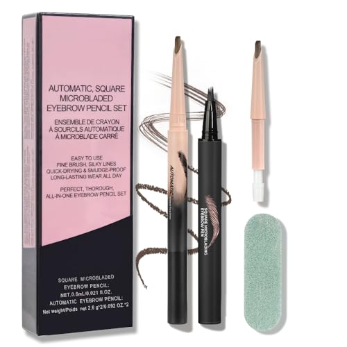 Lezauesy Waterproof Eyebrow Pencil Set - Long-Lasting Natural Brow Pen (2 Pcs)