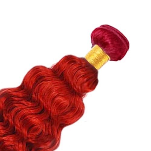 14 Inch Pure Red Deep Wave Human Hair Bundle for Quick Weave