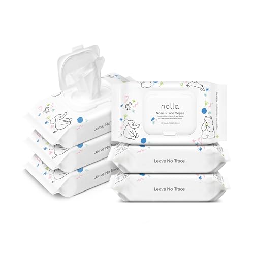 Nolla Unscented Nose and Face Wipes for Babies & Kids | 180 Count