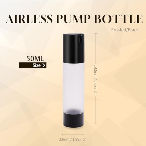 6Pcs 50ml Airless Pump Bottles - Refillable Travel Cosmetic Dispensers