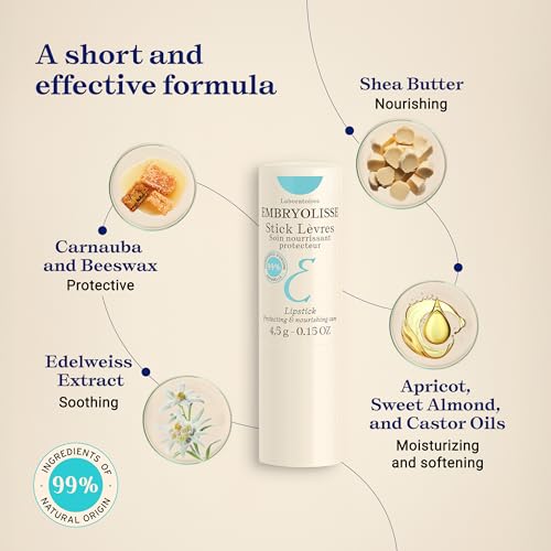 Embryolisse Lip Balm 0.16 oz - Hydrating Shea & Vitamin E Repair for Sensitive Lips