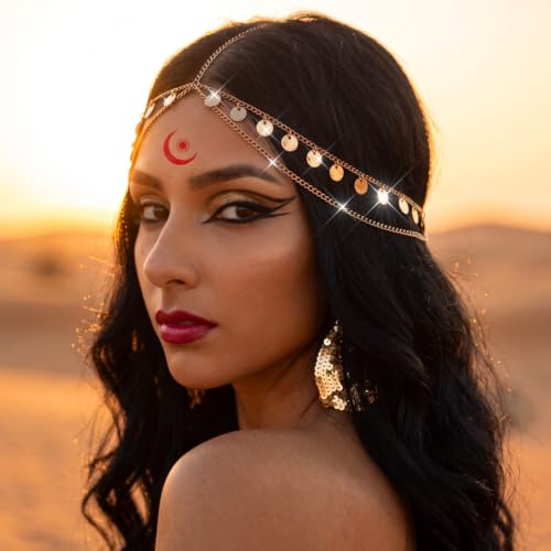 Catery Gold Head Chain Indian Head Jewelry for Women - Traditional Bridal Accessory