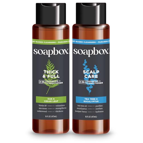Soapbox Men’s 2-in-1 Shampoo & Conditioner Variety Pack – Oak & Cedar Leaf / Tea Tree & Eucalyptus