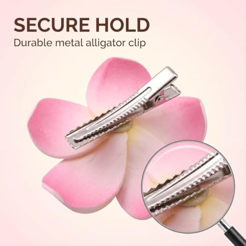 Hawaiian Frangipani Foam Hair Clips - Tropical Beach Hair Accessories, 7cm, 2-Pack