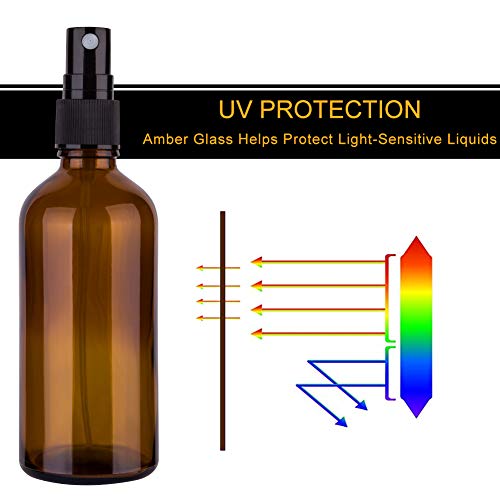 HMAIMAS Amber Glass Spray Bottles Set of 4oz for Essential Oils with Fine Mist, UV Protection