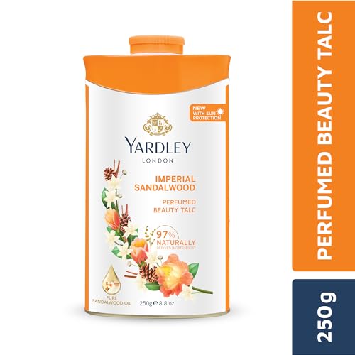 Yardley Sandalwood Perfumed Talc 250g - Soft, Spicy Fragrance for Sensitive Skin