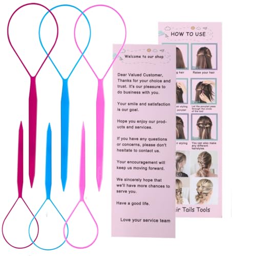 Topsy Tail Hair Tool Set 9pc — Rat Tail Combs & Loop Styling Tools for Women & Girls