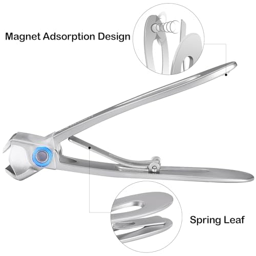 Ousen Beauty Nail Clippers with Catcher - Anti-Splash Wide Jaw for Thick Toenails