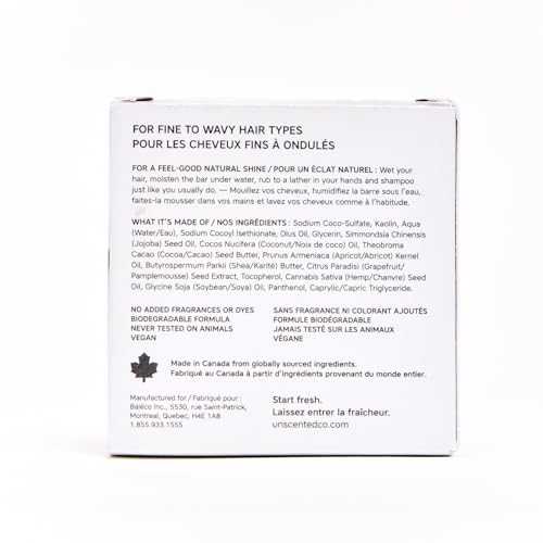 Unscented Clarifying Shampoo Bar for Fine to Wavy Hair 1 Pack (2.3 oz) - Vegan, Cruelty-Free, Biodegradable