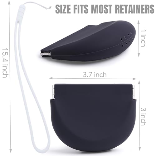 YNSHOUNA Black Silicone Retainer Case with Lanyard, Portable Oral Guard Container