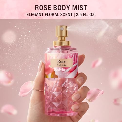 Bodybeau Rose 2PCS Spa Gift Set - Body Lotion & Body Mist for Women, Travel Size