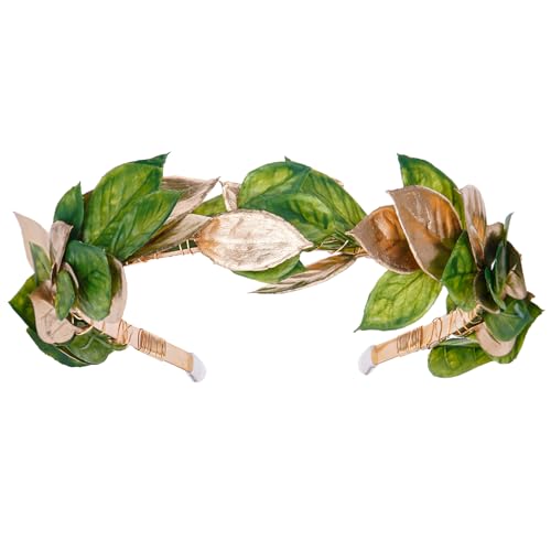 KorViSHOW Gold and Green Laurel Leaf Headband Roman Greek Crown for Parties & Weddings
