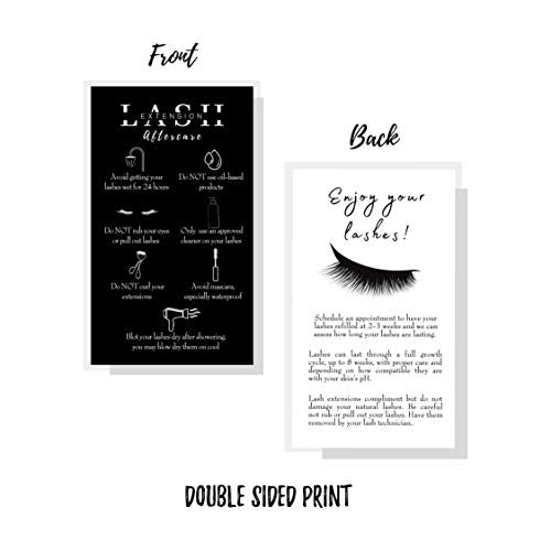 Lash Extension Aftercare Instructions Cards - 50 Pack, Double Sided 3.5x2 Inches, Professional Lash After Care Tips for Eyelash Extensions