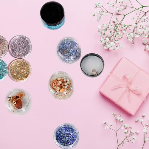 50 Pack 1oz Clear Plastic Cosmetic Jars with White Lids and Labels