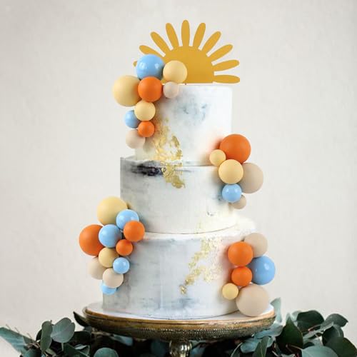 33pcs Sunshine Ball Cake Toppers - Half Sun & Multicolor Balls