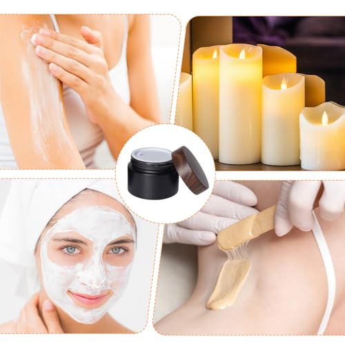 6Pcs Black Travel Lotion Containers - 50g Glass Jars with Lids