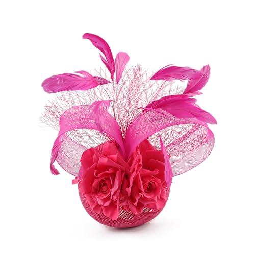 Rosered Fascinator Hat for Women - Elegant Tea Party Hair Clip