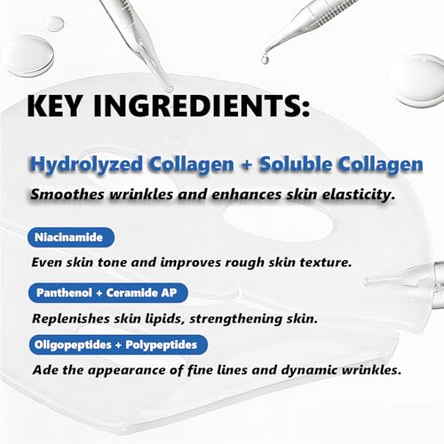 ABOTE Collagen Sheet Mask for Glass Skin, Firming & Hydration - 4 Pack