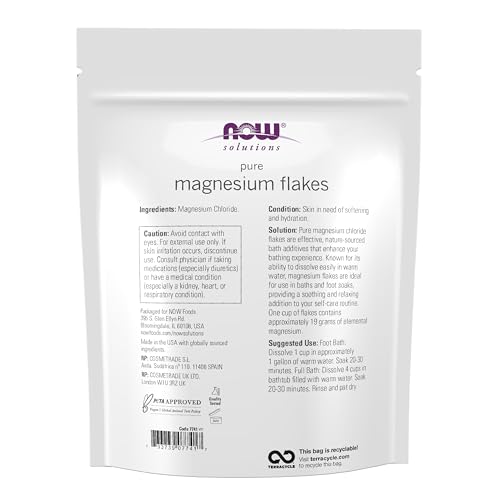 Now Solutions Magnesium Flakes 26.5 oz from Ancient Seabed – 100% Magnesium Chloride Hexahydrate