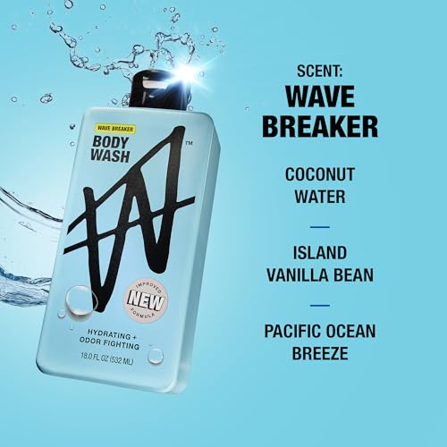 W By Jake Paul Body Wash for Men, Wave Breaker Scent, Hydrating, 2 Pack