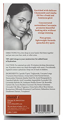 Elastalift Turmeric Face Oil Serum 1.8 Fl Oz for Bright, Clear Skin