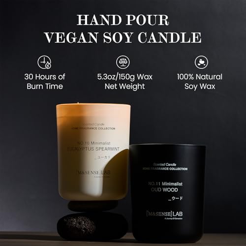 M&SENSE Natural Soy Candle - Vanilla Sandalwood - 5.3 oz Relaxing Aromatherapy Candle
