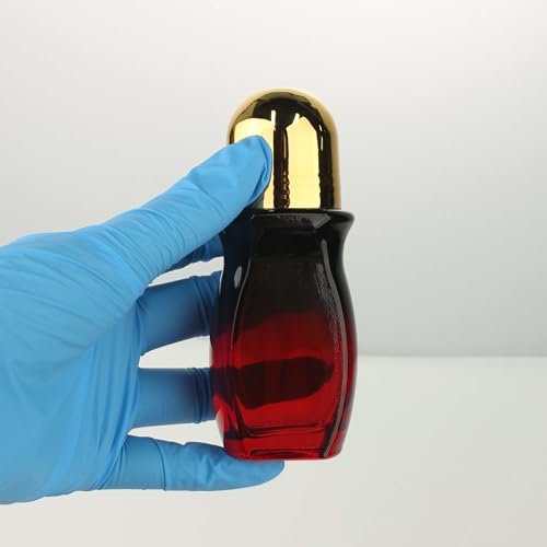 COSIDEA 5-Pack 50ml Dark Gradient Red Glass Roller Bottle for Body & Essential Oils with Cap & Label