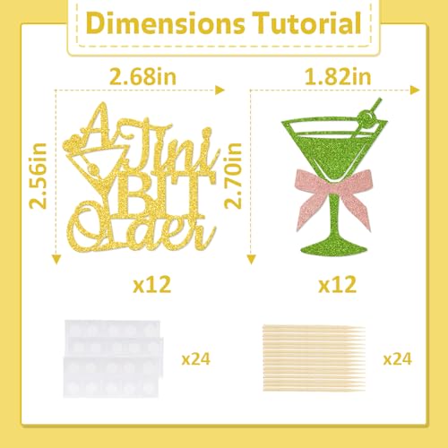A Tini Bit Older Cupcake Toppers - 24 Pcs Gold Glitter Picks