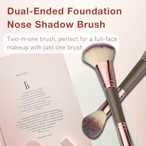 Double-Ended Foundation Makeup Brush for Liquid, Powder & Cream
