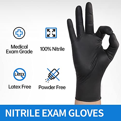 Black Nitrile Exam Gloves - Latex-Free & Powder-Free, 100 Pack, X-Large