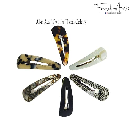 French Amie 2.75 Inch Ivory Snap Hair Clips, Handmade Cellulose Acetate