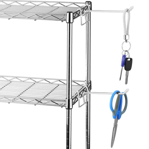 Heavy Duty Metal Wire Shelf Hooks - 4 Pack with Rubber Covers