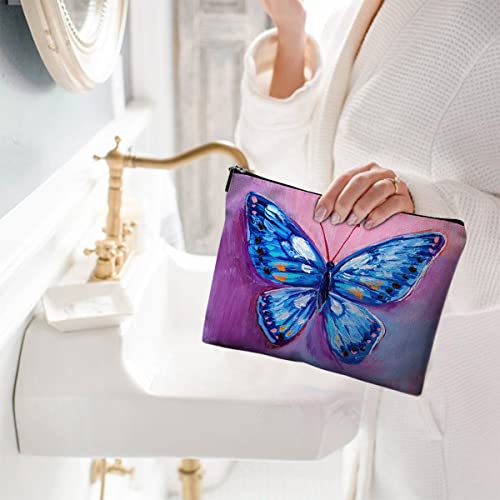 Butterfly Makeup Bag - Cute Canvas Cosmetic Bag for Travel