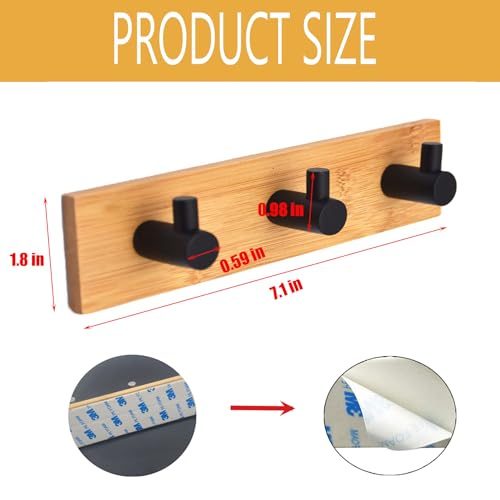 Kingdong Bamboo Wood Key Holder with 3 Hooks - Wall-Mounted Key Organizer for Home