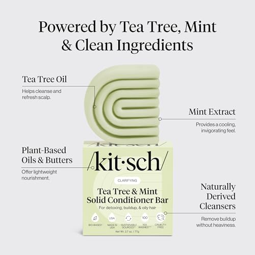 Kitsch Tea Tree & Mint Conditioner Bar - 2.7 oz for Scalp & Oil Control